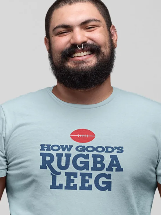 how good's rugba league logo shirt
