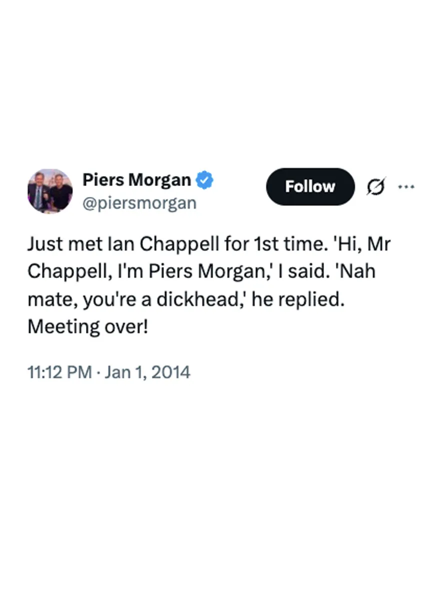 Piers Morgan v Ian Chappell "Dickhead" cricket shirt - Image 3